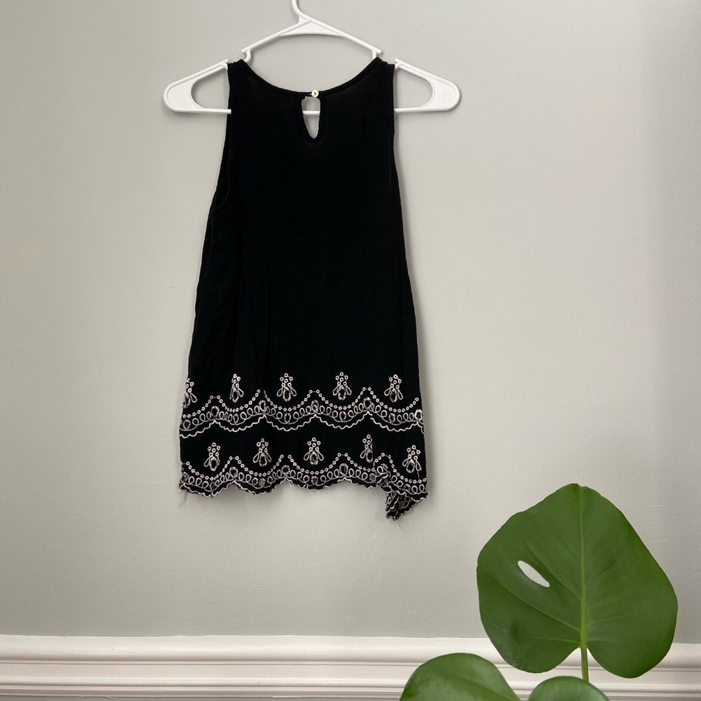 Black and white Crescent Tank top Embroidered